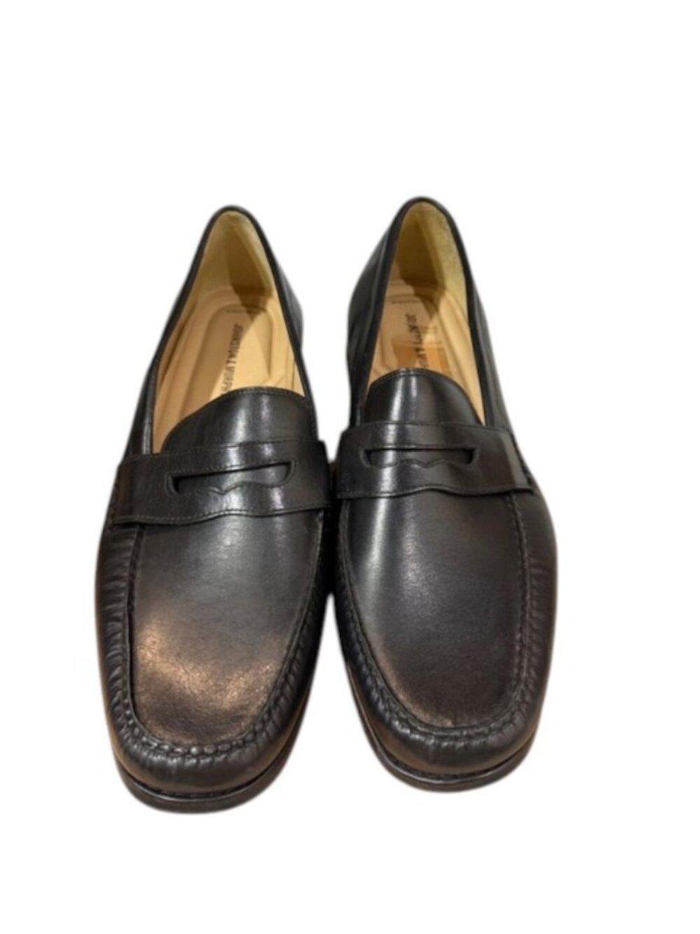 NEW JOHNSTON & MURPHY Black Leather Penny Loafers Mens size 13